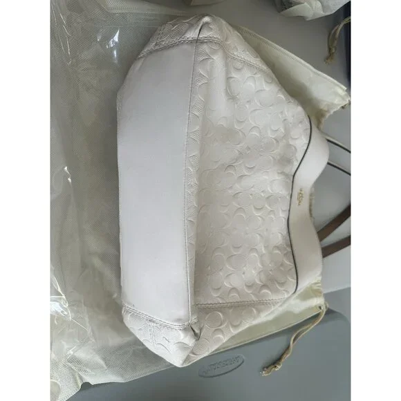 Coach Lexy Embossed Cream Leather Shoulder Bag - Picture 8 of 10